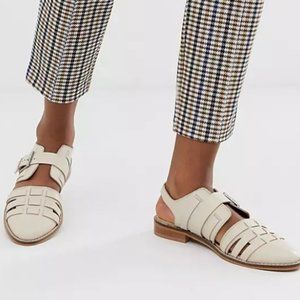 ASOS DESIGN Minister Leather Cut Out Flat Shoes